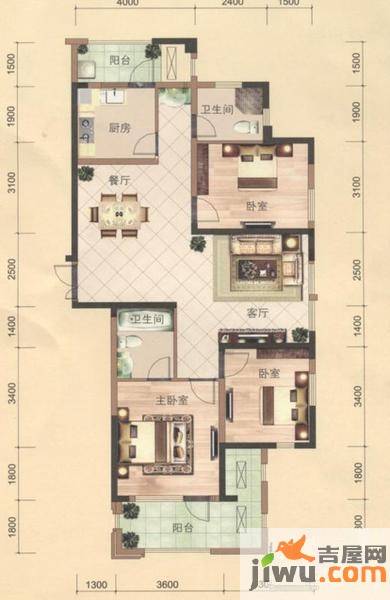 瑞鸿名邸3室2厅2卫138㎡户型图