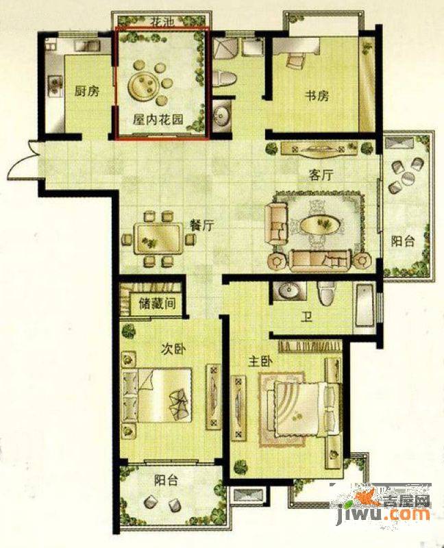 上城风景3室2厅2卫137㎡户型图