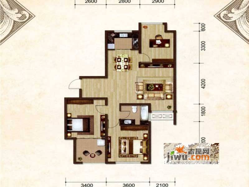 荣盛龙湖半岛3室2厅1卫115㎡户型图