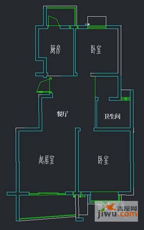 墨香山庄2室2厅1卫87㎡户型图