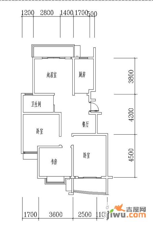 墨香山庄3室2厅1卫120㎡户型图