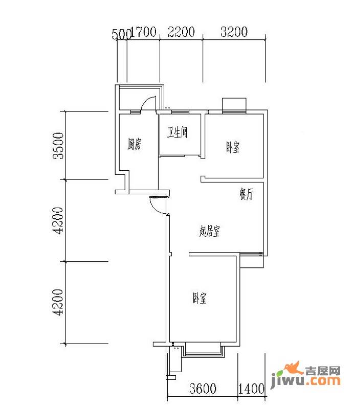 墨香山庄2室2厅1卫110㎡户型图