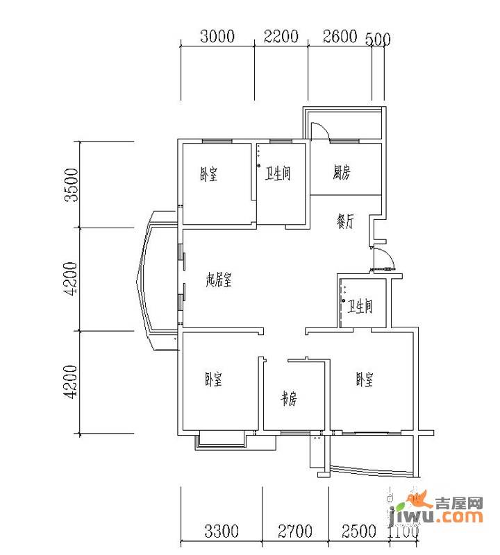 墨香山庄4室2厅2卫140㎡户型图