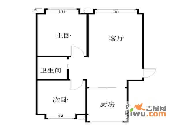 仙林国际2室1厅1卫户型图