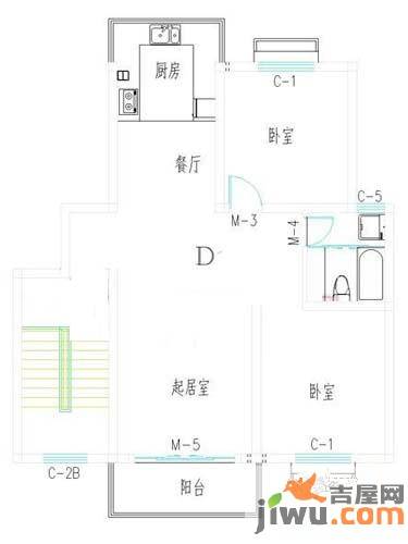 聚贤新城2室2厅1卫95㎡户型图