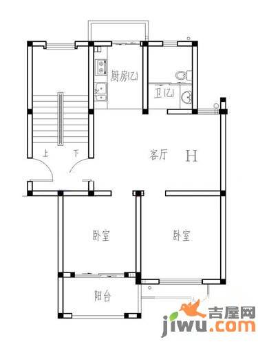 聚贤新城2室1厅1卫74㎡户型图