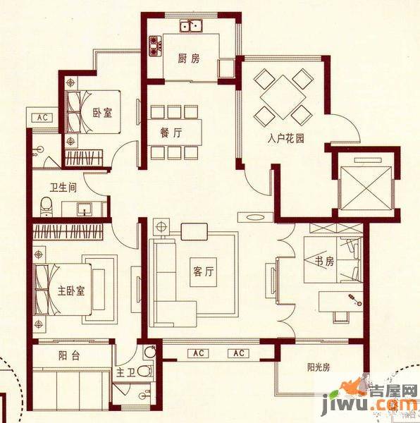 翠屏紫气钟山3室2厅2卫111㎡户型图