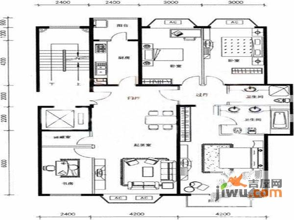 诚基百家湖小公馆4室2厅2卫户型图