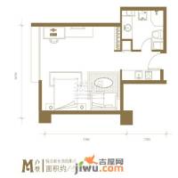 京隆国际公寓1室1厅1卫50㎡户型图