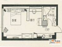 京隆国际公寓1室1厅1卫43㎡户型图