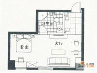 京隆国际公寓1室1厅1卫53㎡户型图