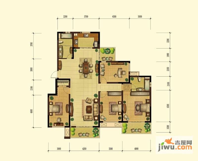 国信阅景龙华4室2厅2卫179㎡户型图