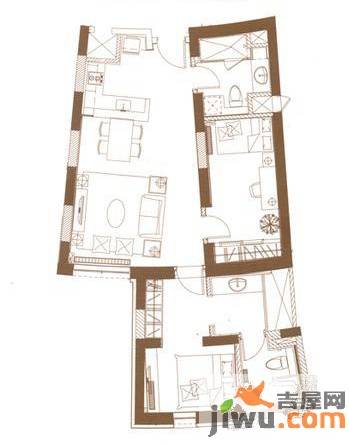 骊高新世界2室2厅1卫户型图