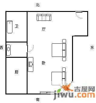 龙祥嘉园2室1厅1卫户型图