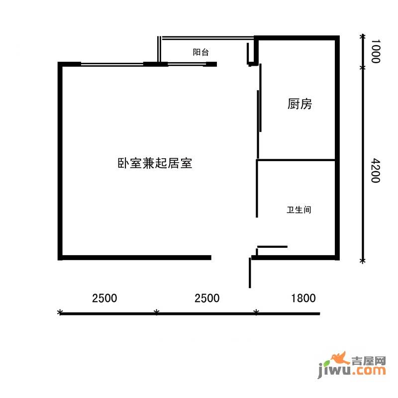 金地新里程1室1厅1卫41.8㎡户型图