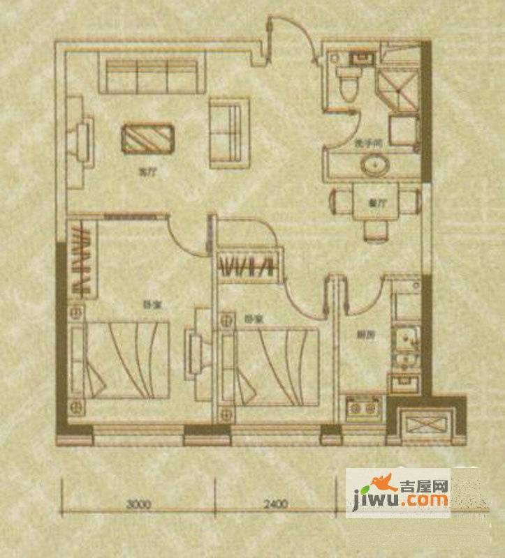 阳光馨苑2室2厅1卫72.3㎡户型图