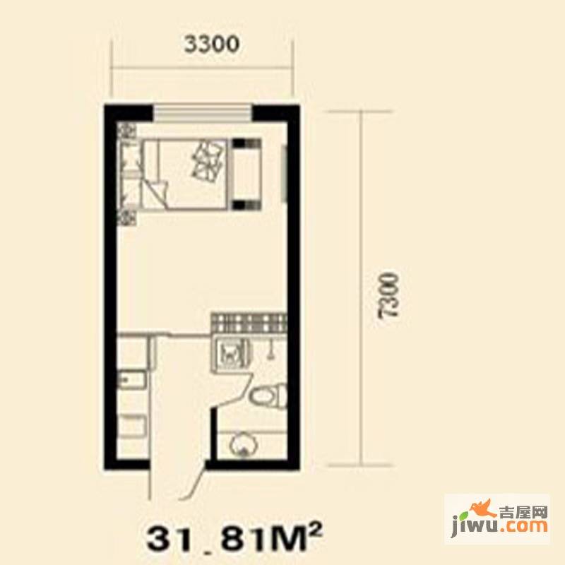 鑫境界1室1厅1卫31.8㎡户型图