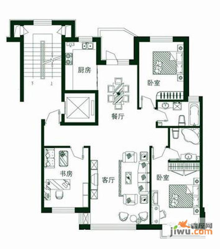 捷山观海3室2厅2卫123㎡户型图