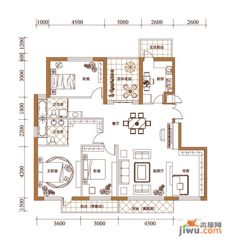 北京公园4室2厅2卫149.3㎡户型图