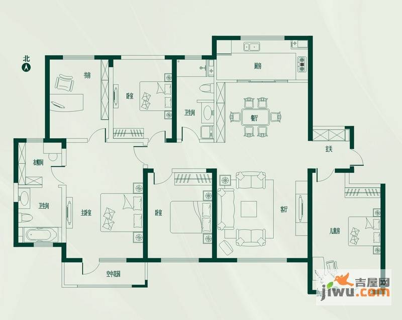 万科溪之谷5室3厅2卫180㎡户型图