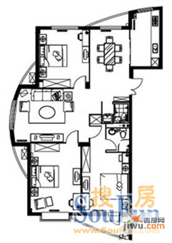 东方戴维营3室2厅2卫138㎡户型图