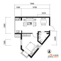 新希望家园1室1厅1卫52.4㎡户型图