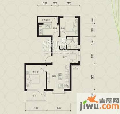 庭林熙谷2室2厅1卫82㎡户型图