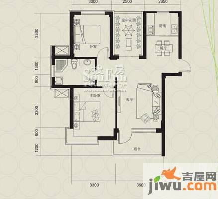 庭林熙谷2室2厅1卫82㎡户型图