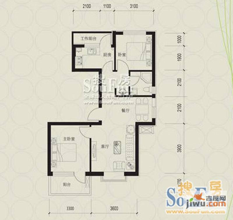 庭林熙谷2室2厅1卫83㎡户型图