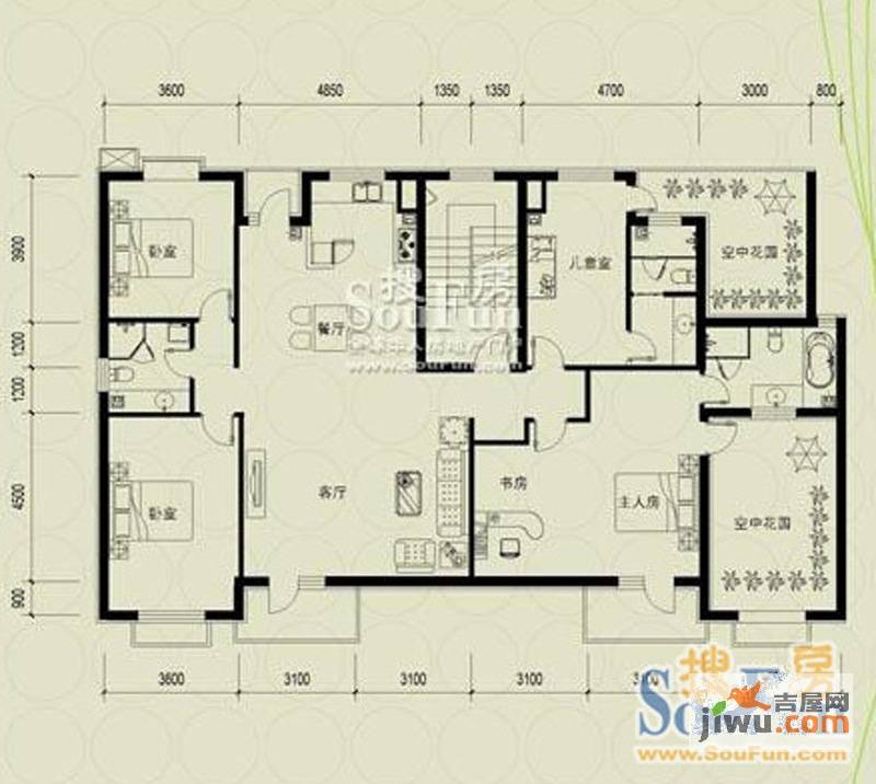 庭林熙谷4室2厅3卫214㎡户型图