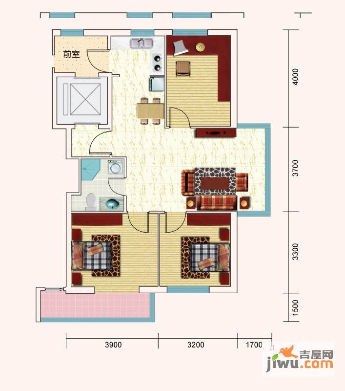 益嘉广场3室2厅1卫100.5㎡户型图