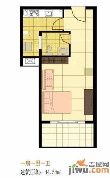 春阳江城国际1室0厅1卫44.5㎡户型图