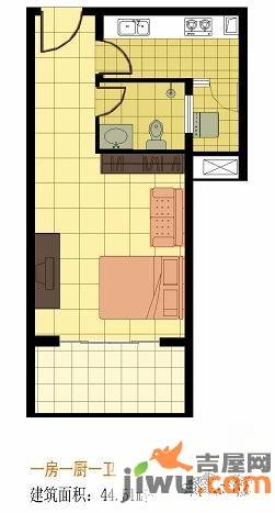 春阳江城国际1室0厅1卫44.5㎡户型图