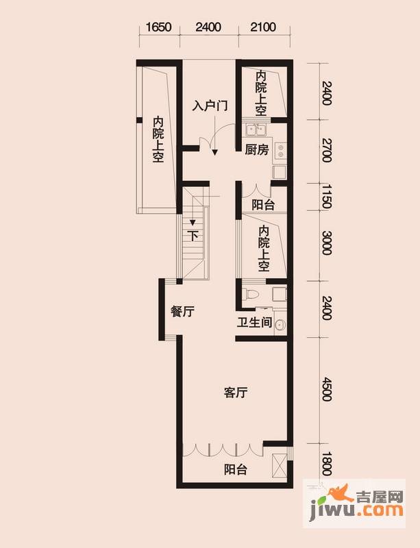 红磡香水湾天海2室2厅3卫123.5㎡户型图