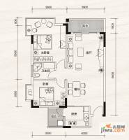 城市海岸2室2厅1卫87㎡户型图