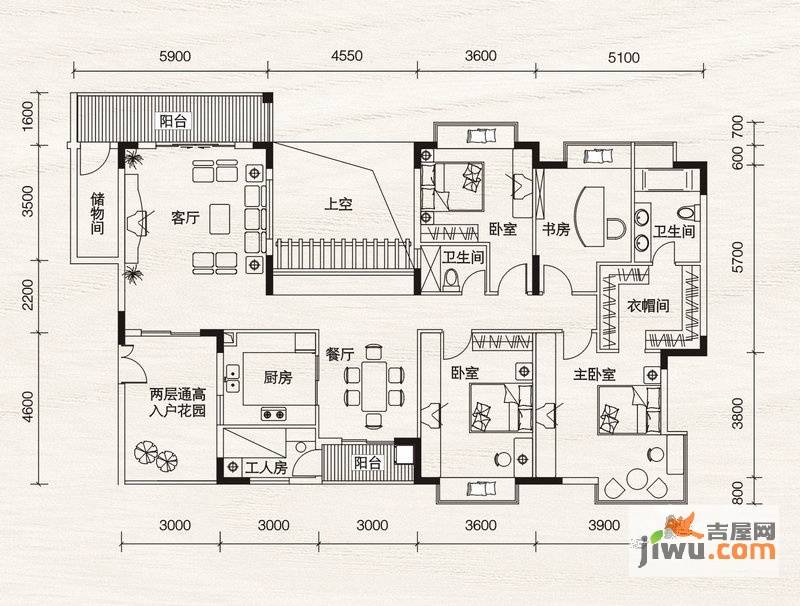 城市海岸4室2厅2卫180㎡户型图