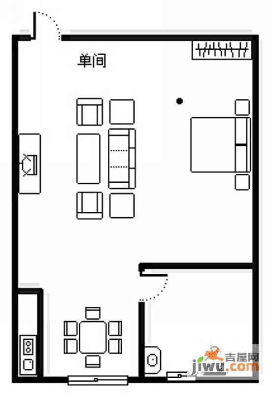 聚贤公寓1室0厅1卫户型图