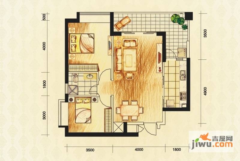 水云轩2室2厅1卫93.3㎡户型图