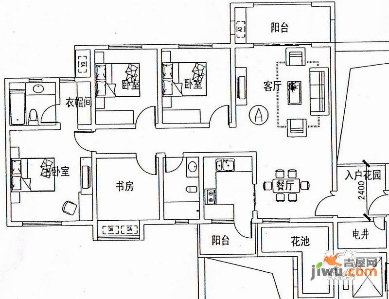 香樟林风情街4室2厅2卫140.7㎡户型图
