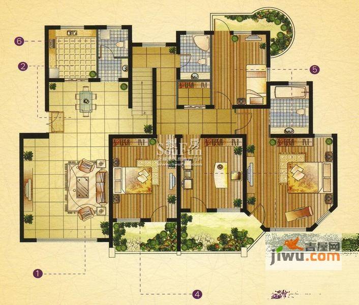 宝盛钻石半岛4室2厅3卫156㎡户型图