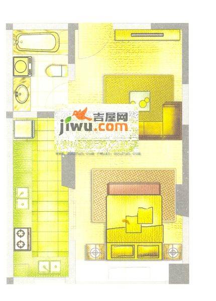 中威国际公寓1室1厅1卫50.3㎡户型图