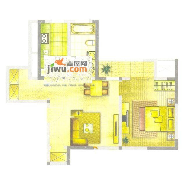 中威国际公寓1室2厅1卫78.7㎡户型图
