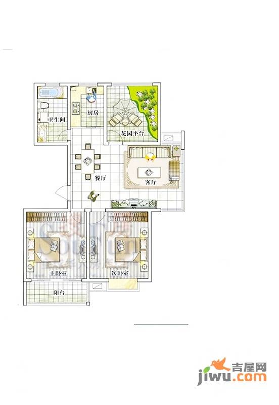 华夏青城3室2厅1卫116.7㎡户型图