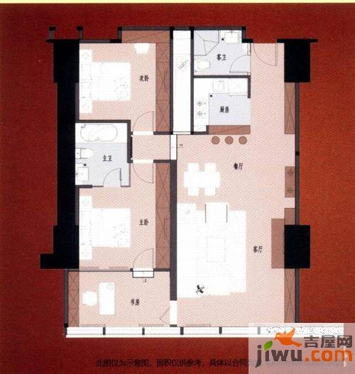 润华国际大厦商铺3室2厅2卫198.5㎡户型图