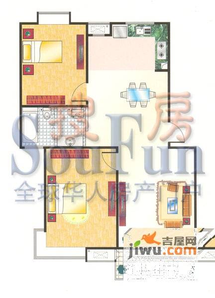 名园臻舍2室2厅1卫98㎡户型图