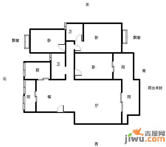 合鑫广场3室2厅2卫141㎡户型图