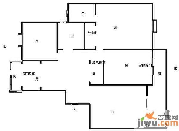 合鑫广场3室2厅2卫141㎡户型图