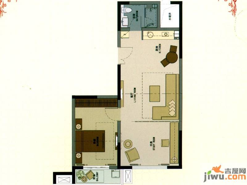 瑞泰假日2室1厅1卫86㎡户型图
