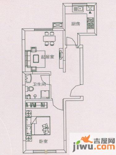 锦绣年华1室1厅1卫59.7㎡户型图