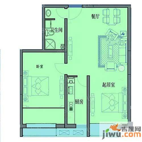 海逸景园2室1厅1卫97㎡户型图